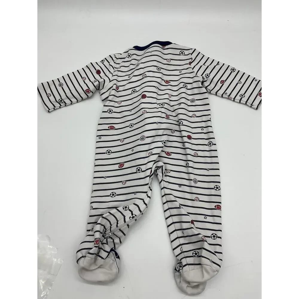 Little Me Sleeper Carter's Bodysuit Baby Boys 9‎ Months Sports Stripe Nana Set